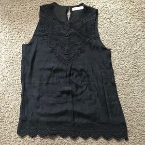 Black tank top with lace details